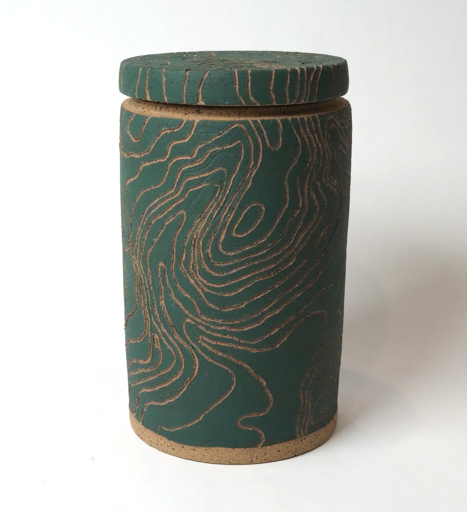 Green Topographic Jar