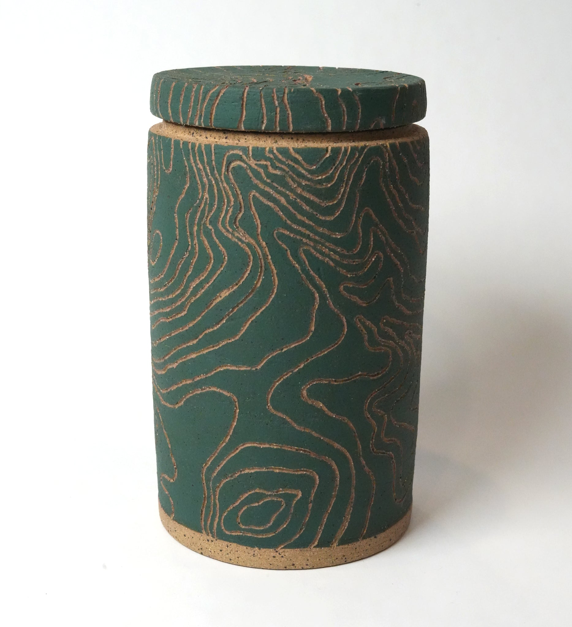 Green Topographic Jar