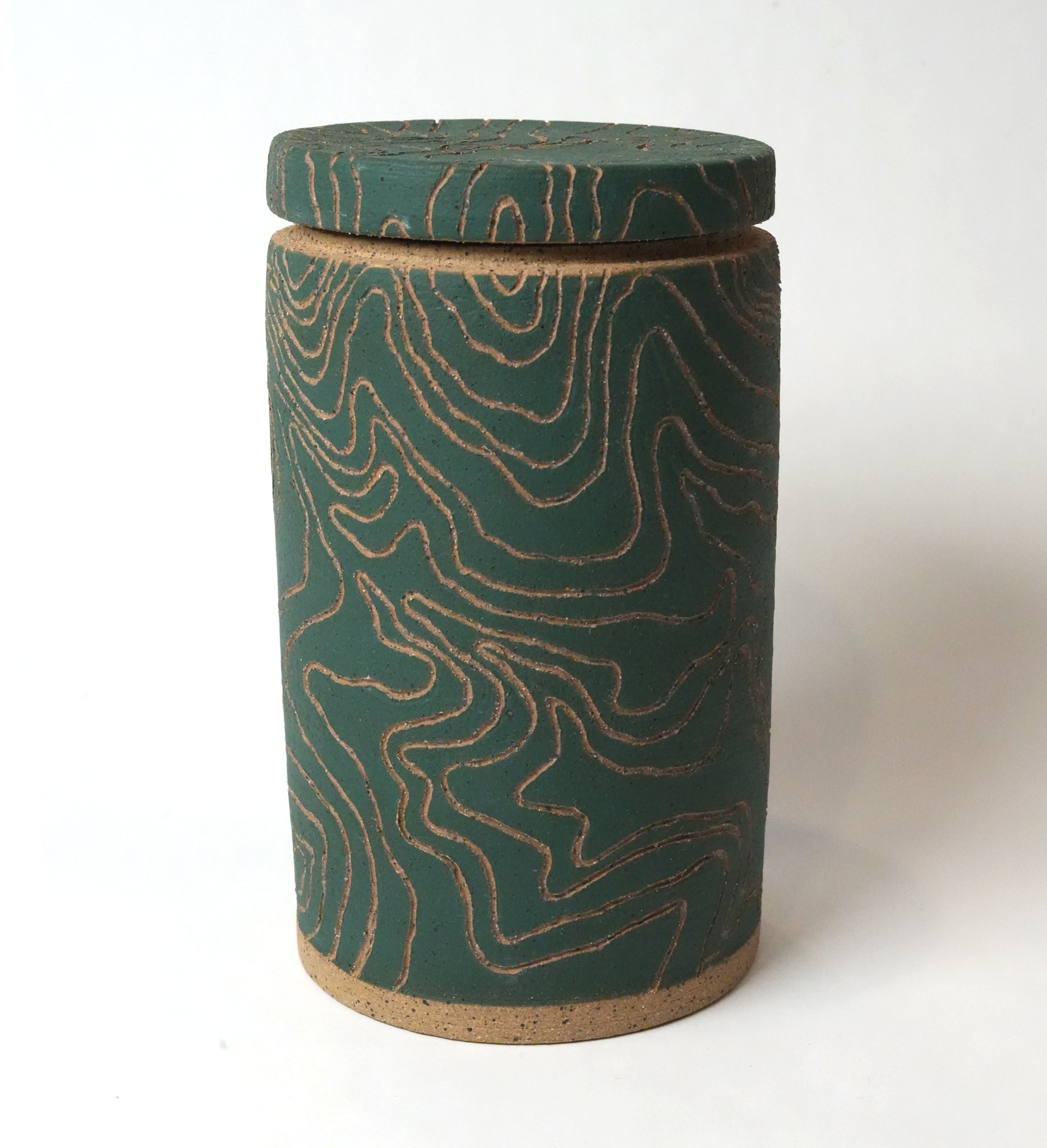 Green Topographic Jar