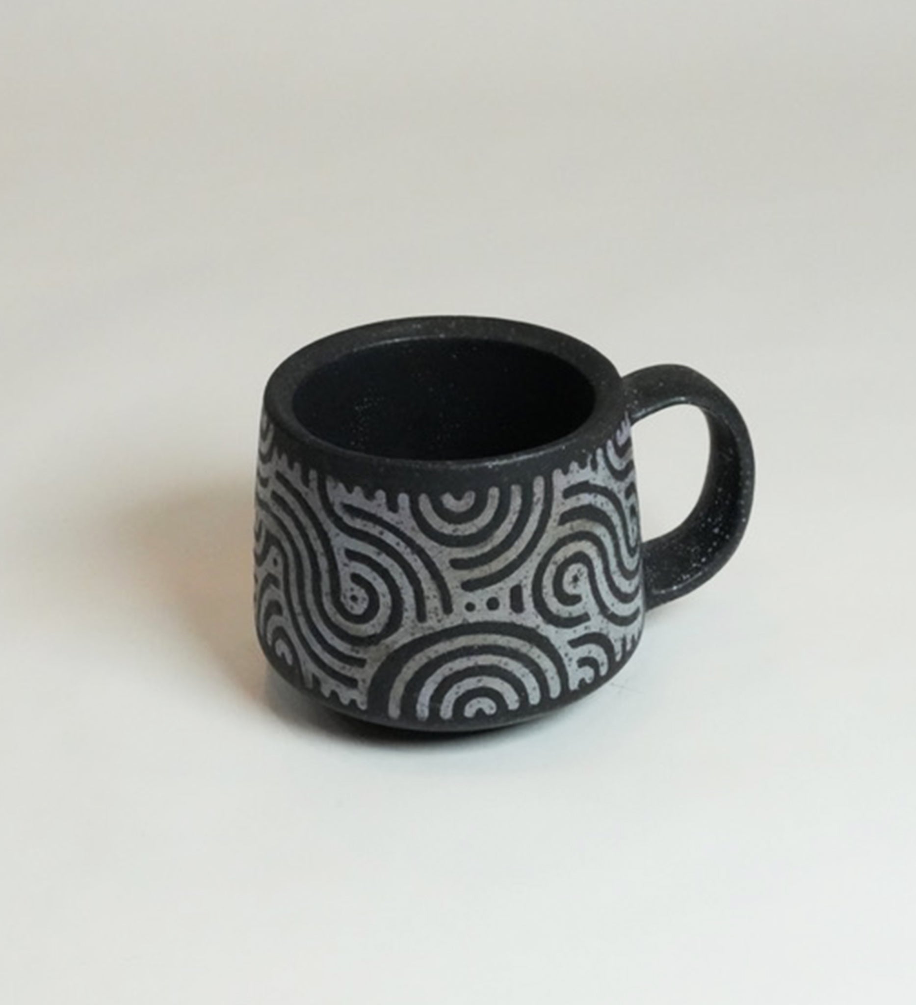 Speckled Matte Black Linear Pattern Mug
