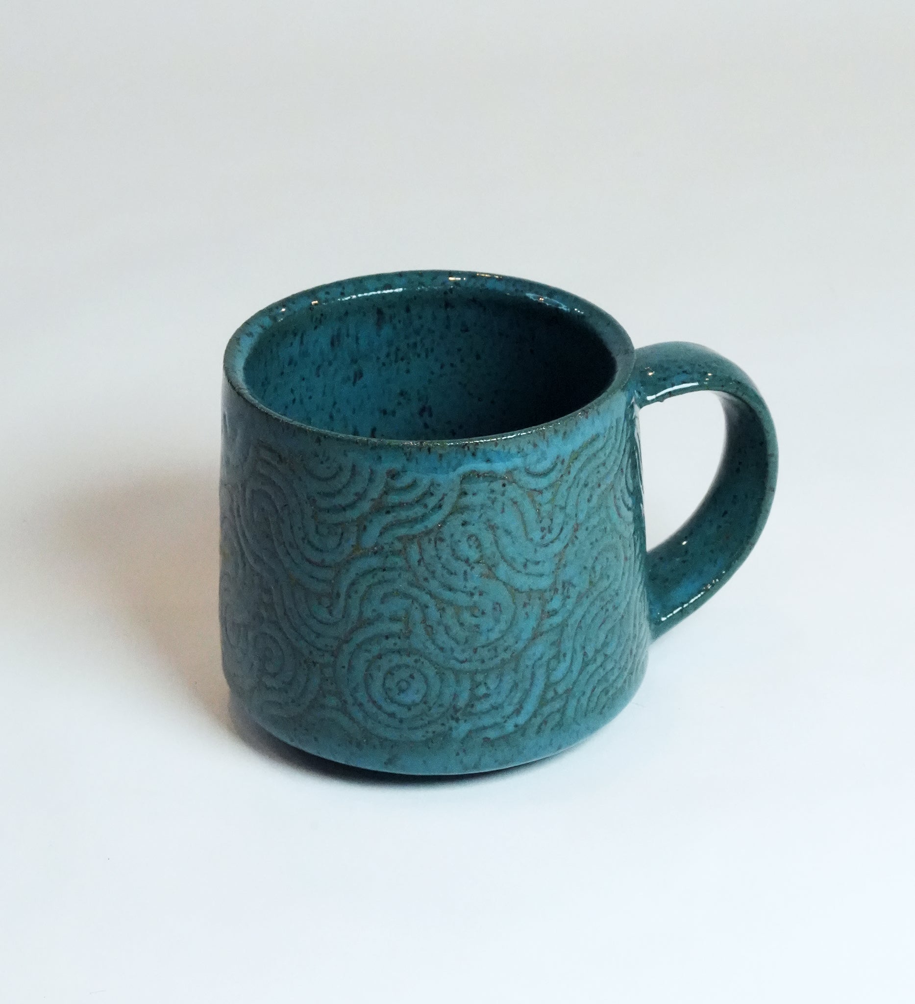 Speckled Teal Linear Pattern Mug