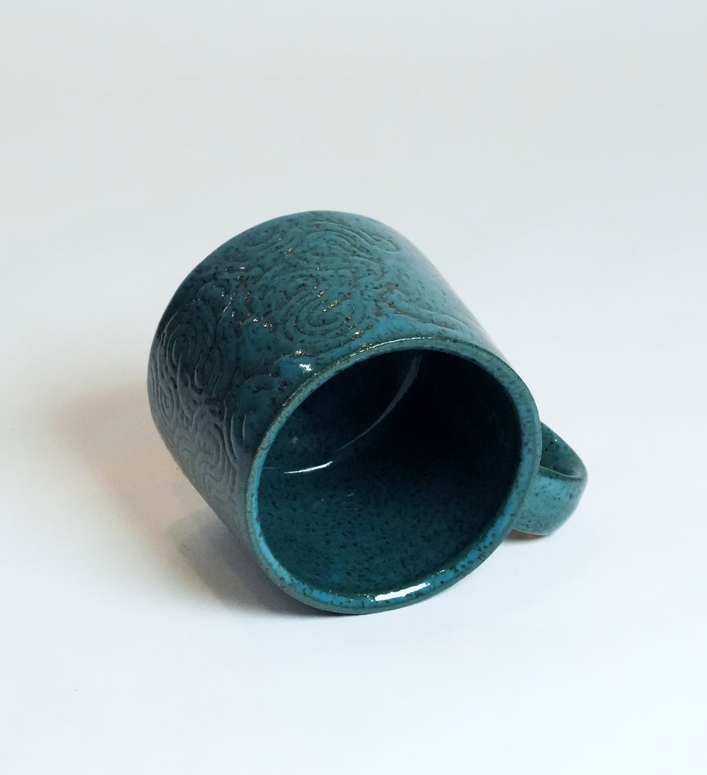Speckled Teal Linear Pattern Mug
