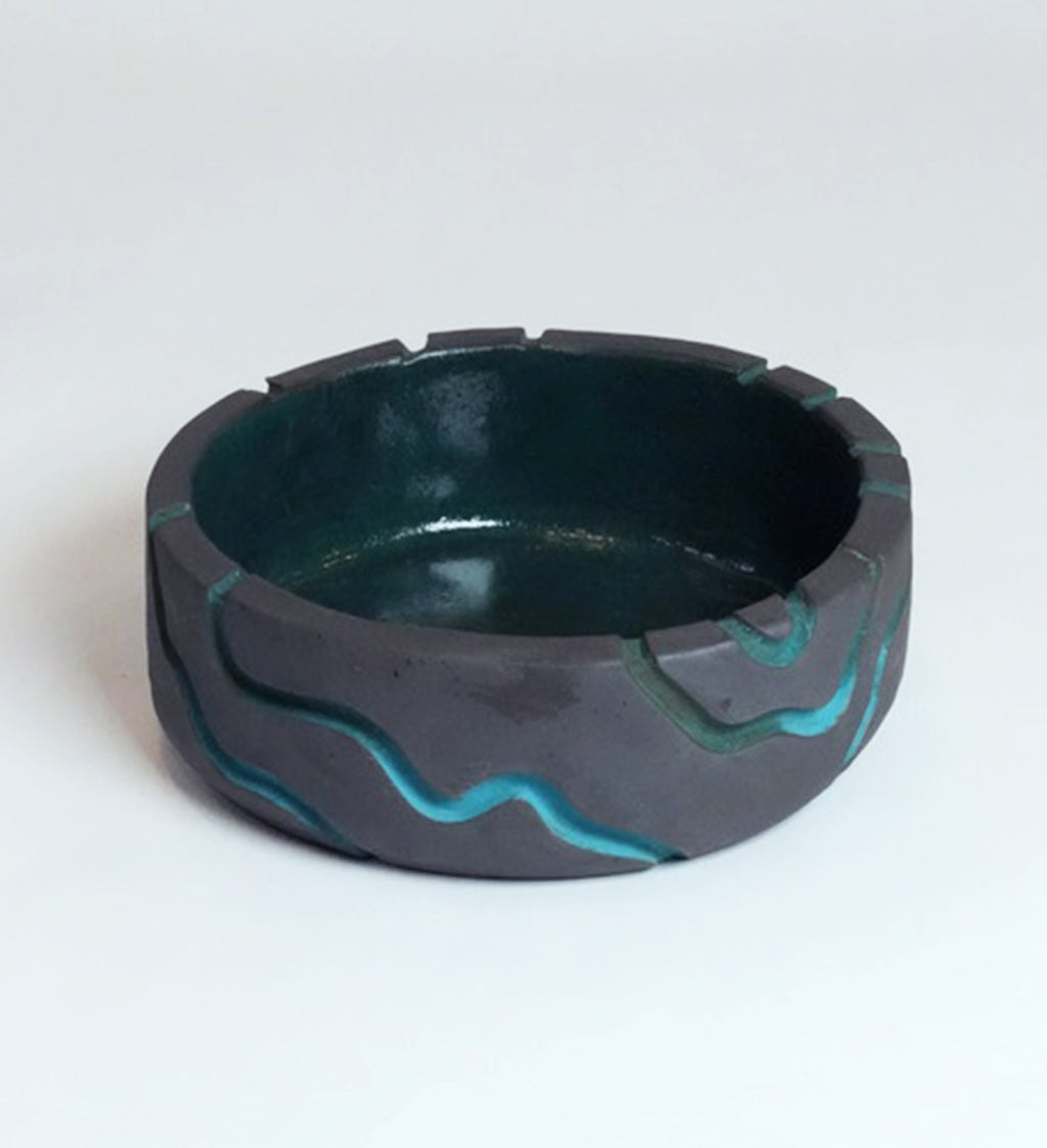 Topographic Blue Green Planter