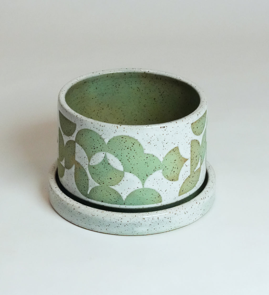 Speckled Geometric Turquoise & Green Planter