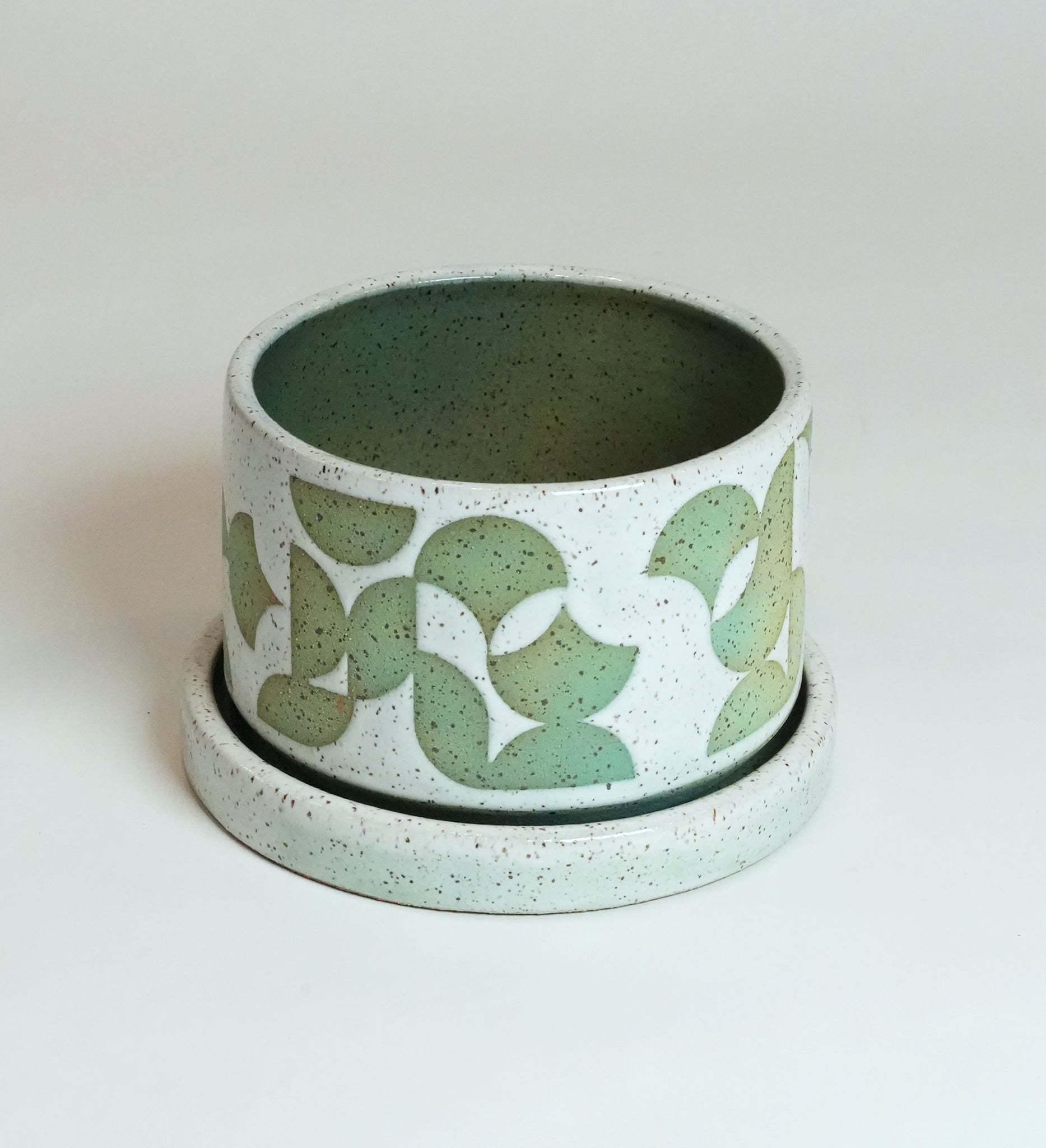 Speckled Geometric Turquoise & Green Planter