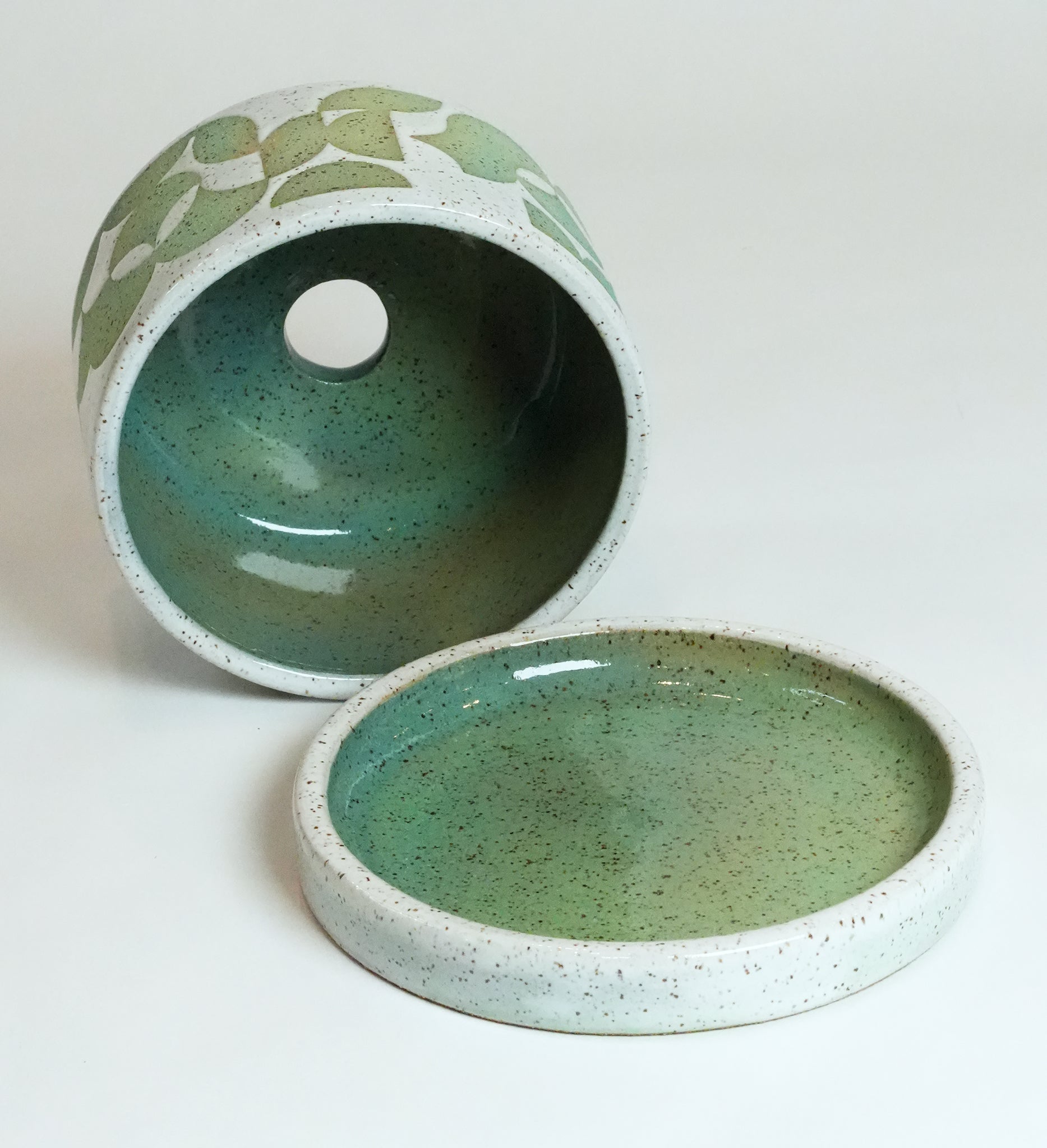 Speckled Geometric Turquoise & Green Planter