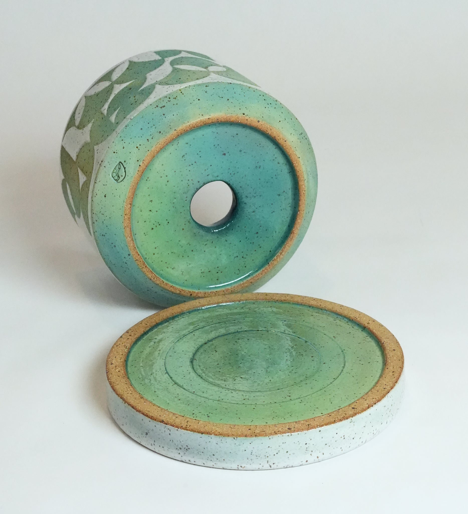 Speckled Geometric Turquoise & Green Planter