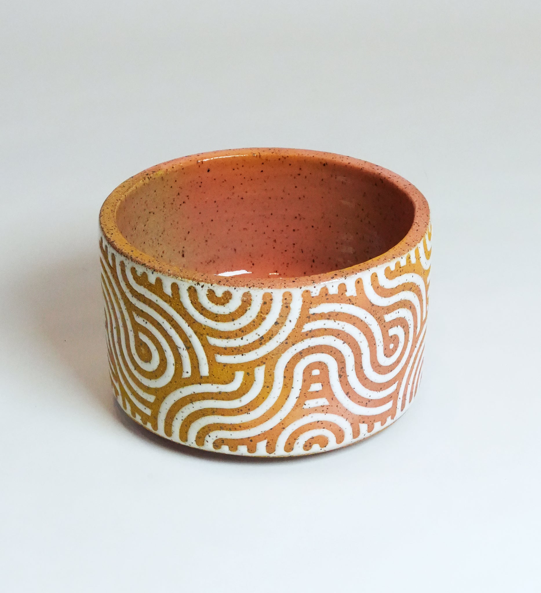 Speckled Line Coral & Yellow Planter