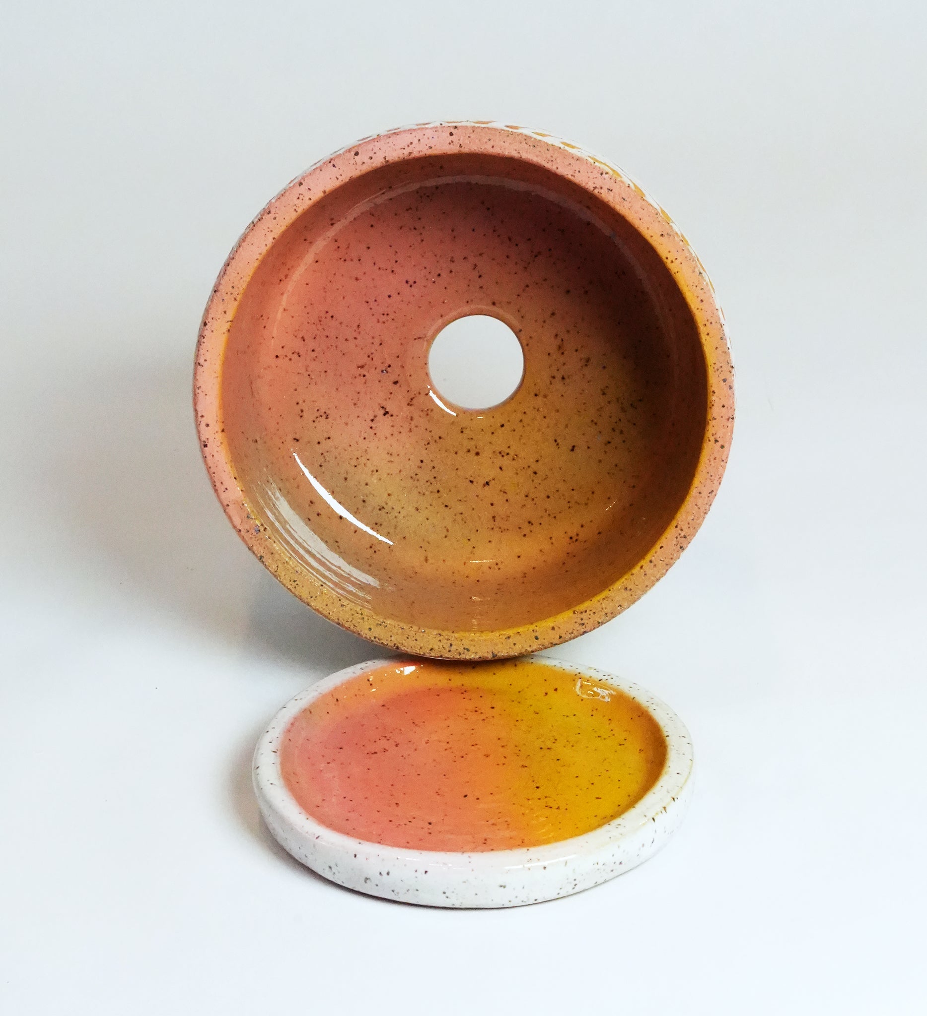 Speckled Line Coral & Yellow Planter