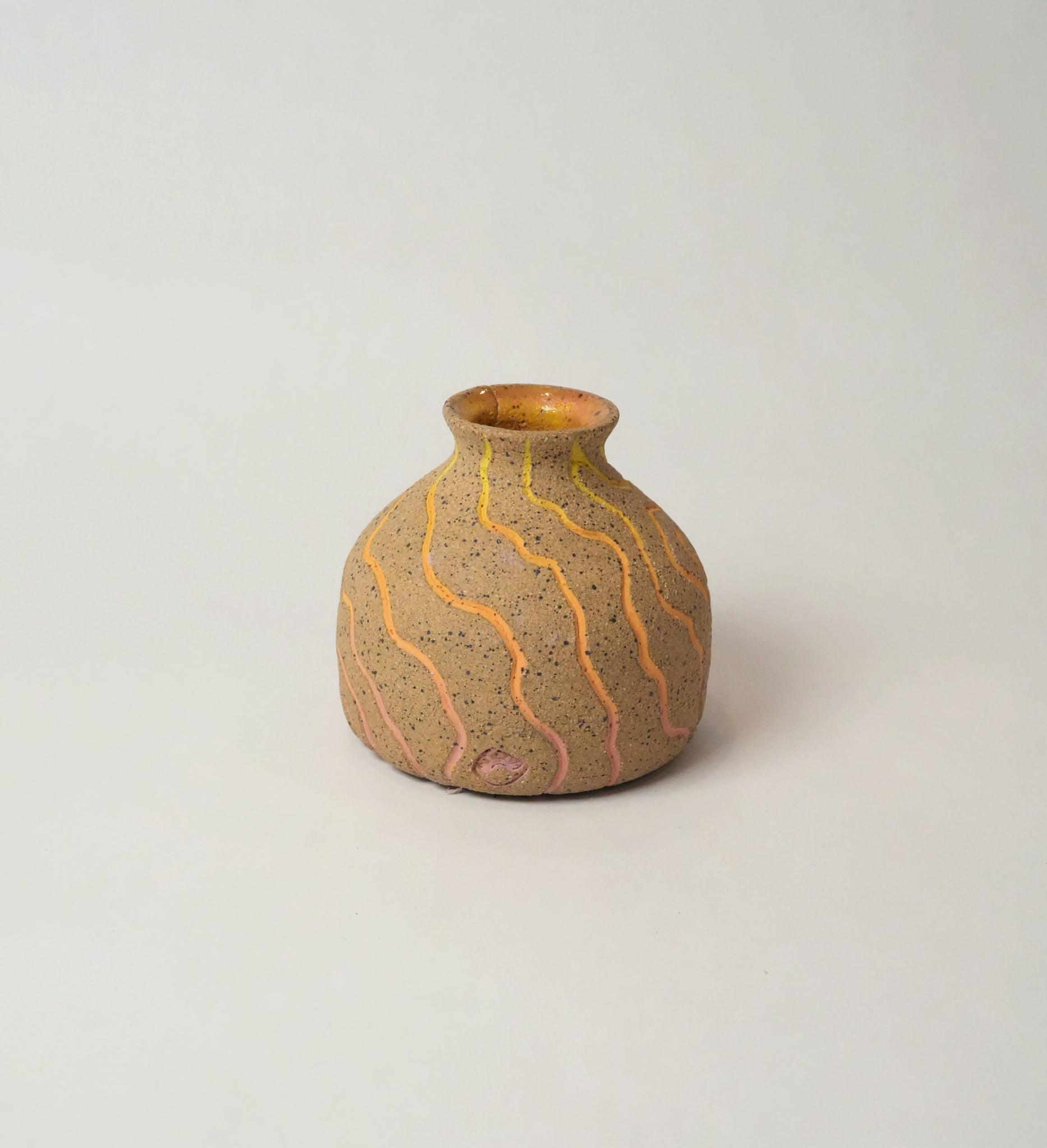 Topographic Yellow/Pink Gradient Vase - Cracked