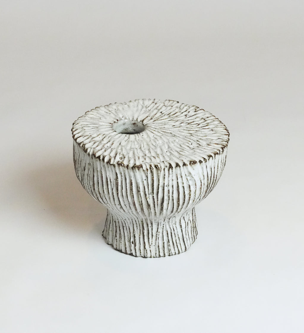 White Carved Seed Pod Vase