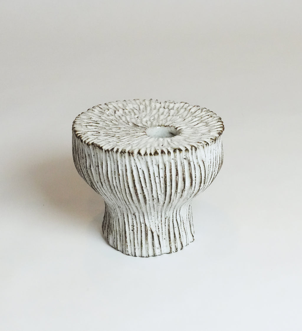 White Carved Seed Pod Vase