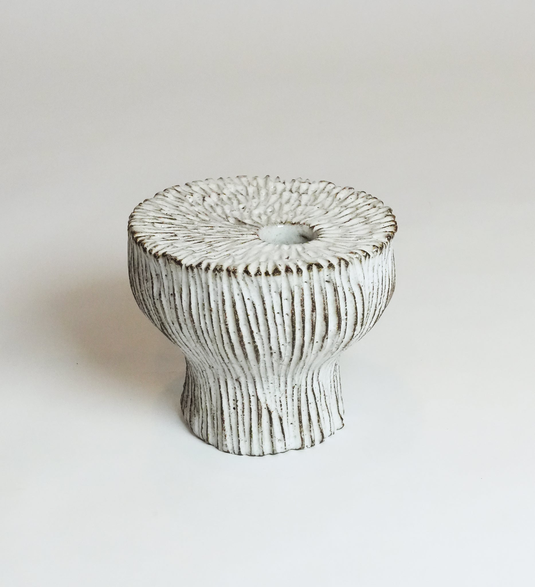 White Carved Seed Pod Vase