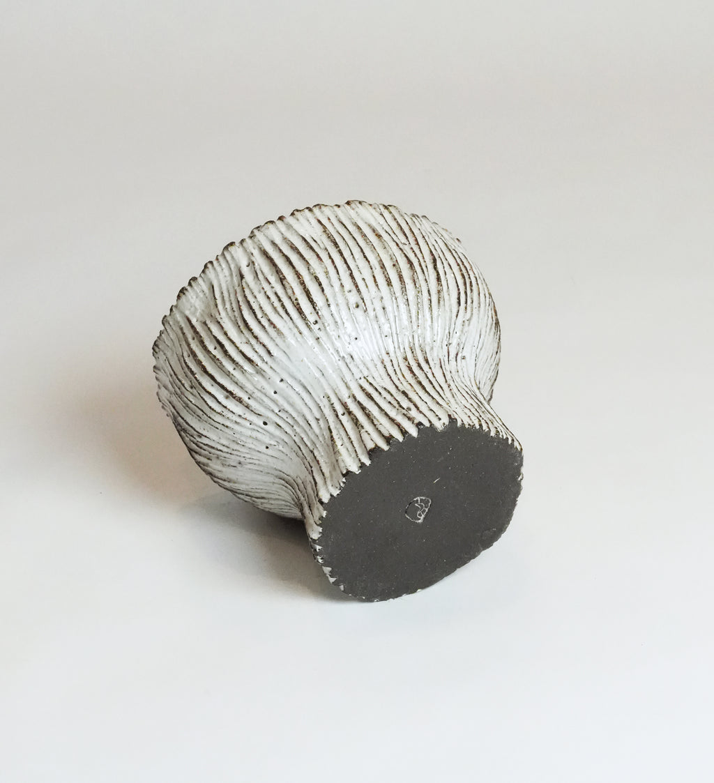 White Carved Seed Pod Vase