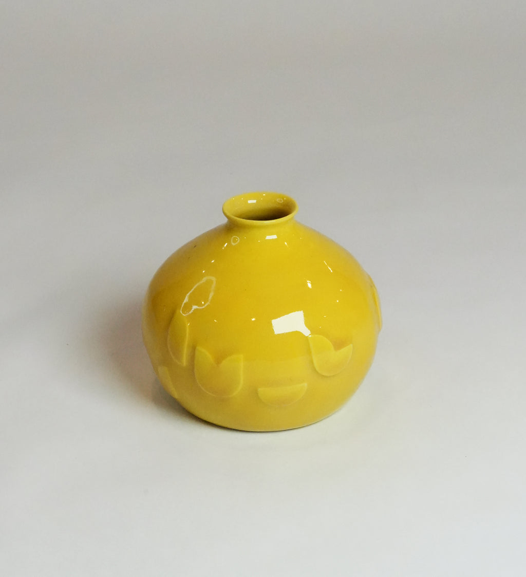 Yellow Raised Geometric Pattern Bud Vase