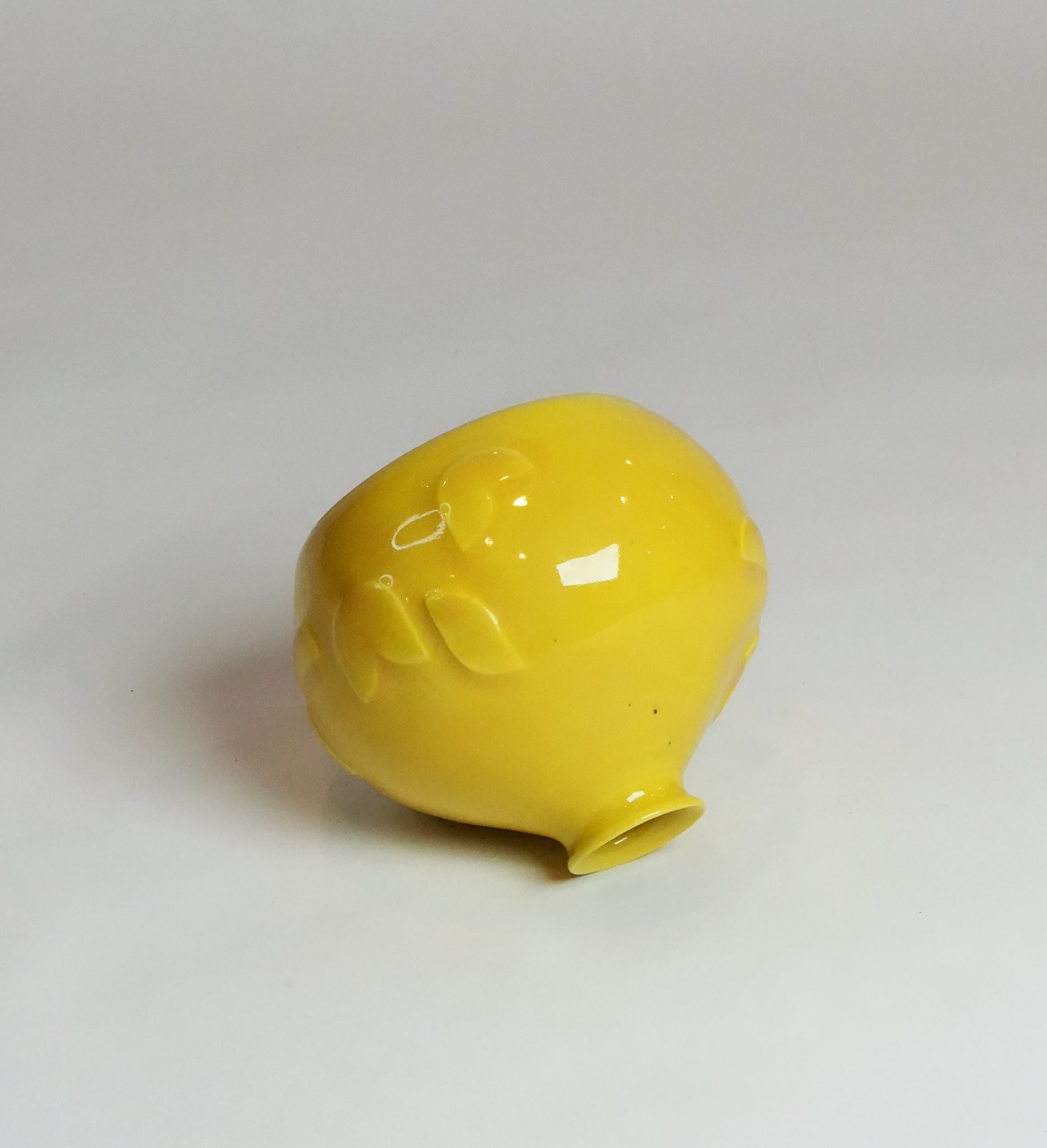 Yellow Raised Geometric Pattern Bud Vase