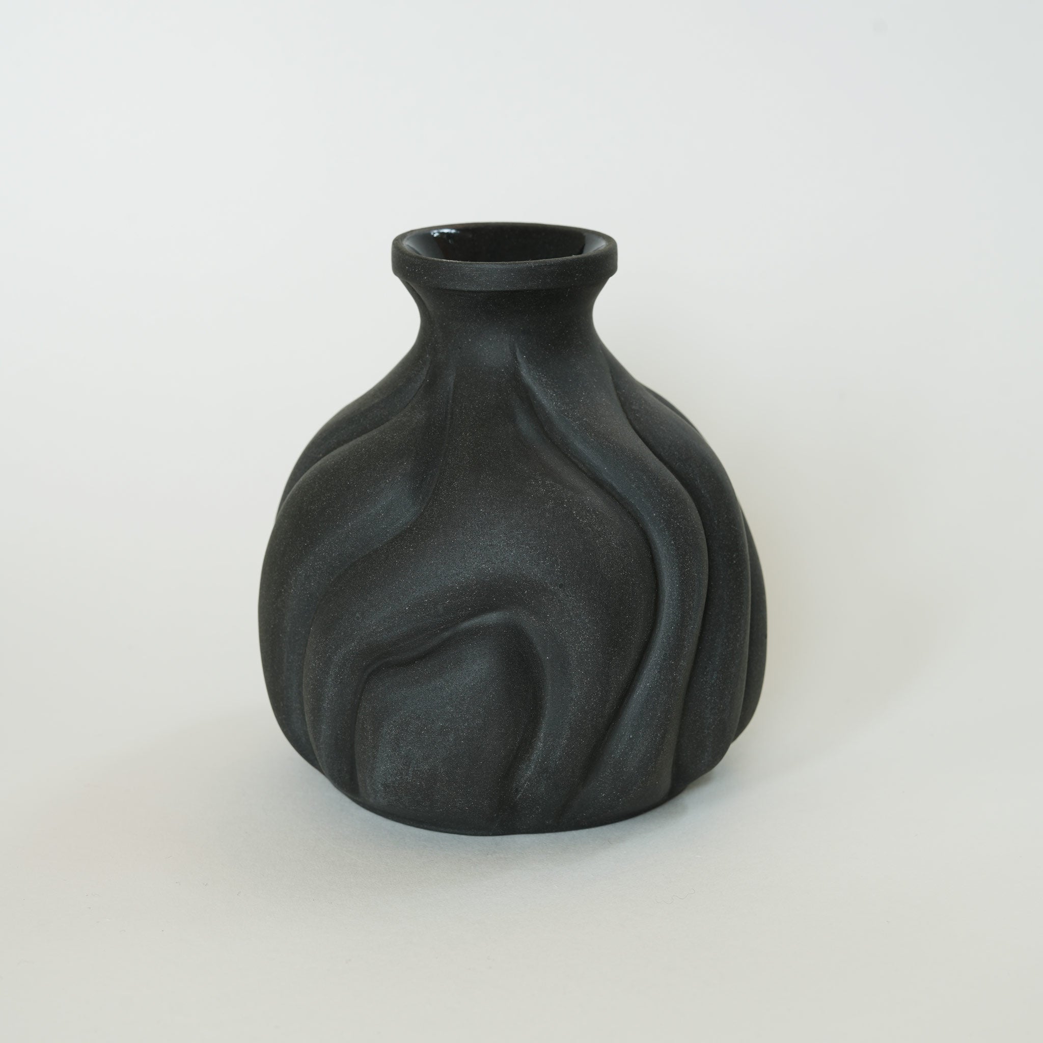 Carved Black Porcelain Vase