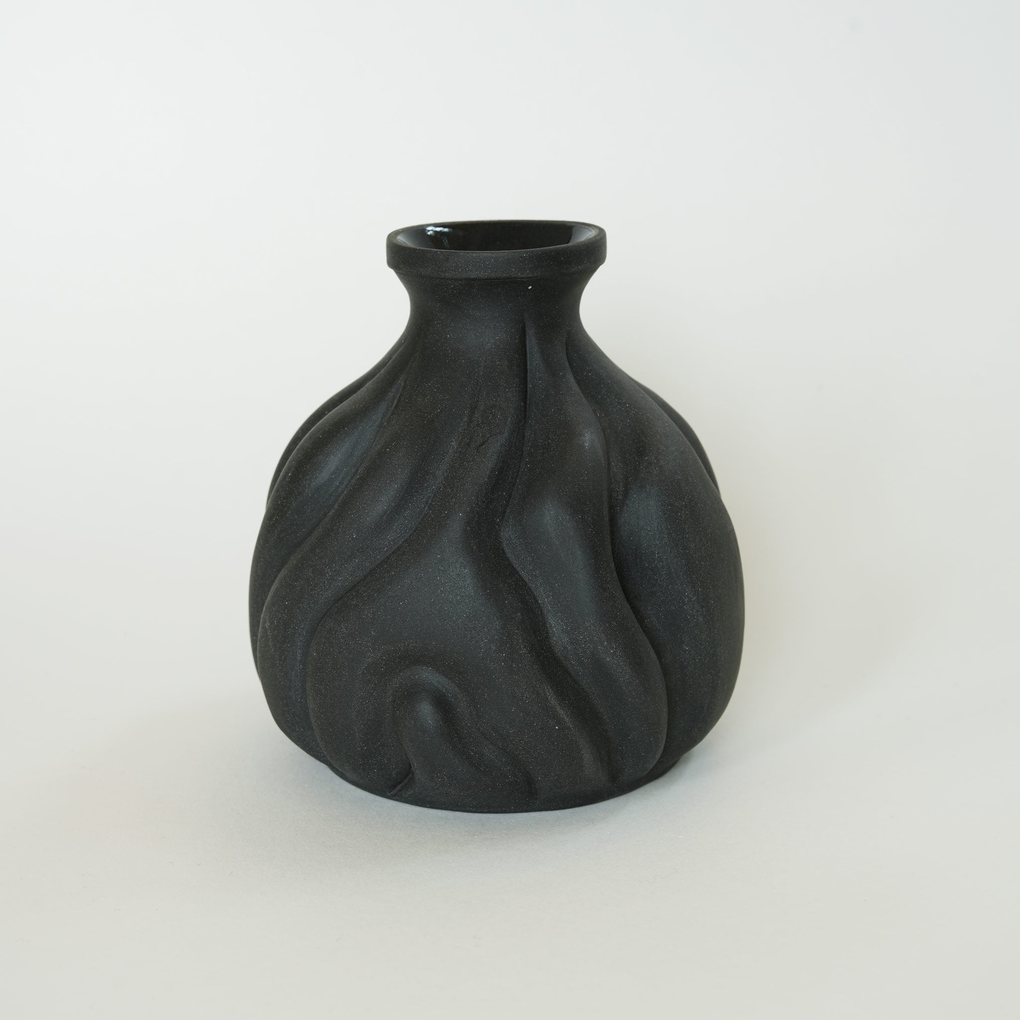 Carved Black Porcelain Vase