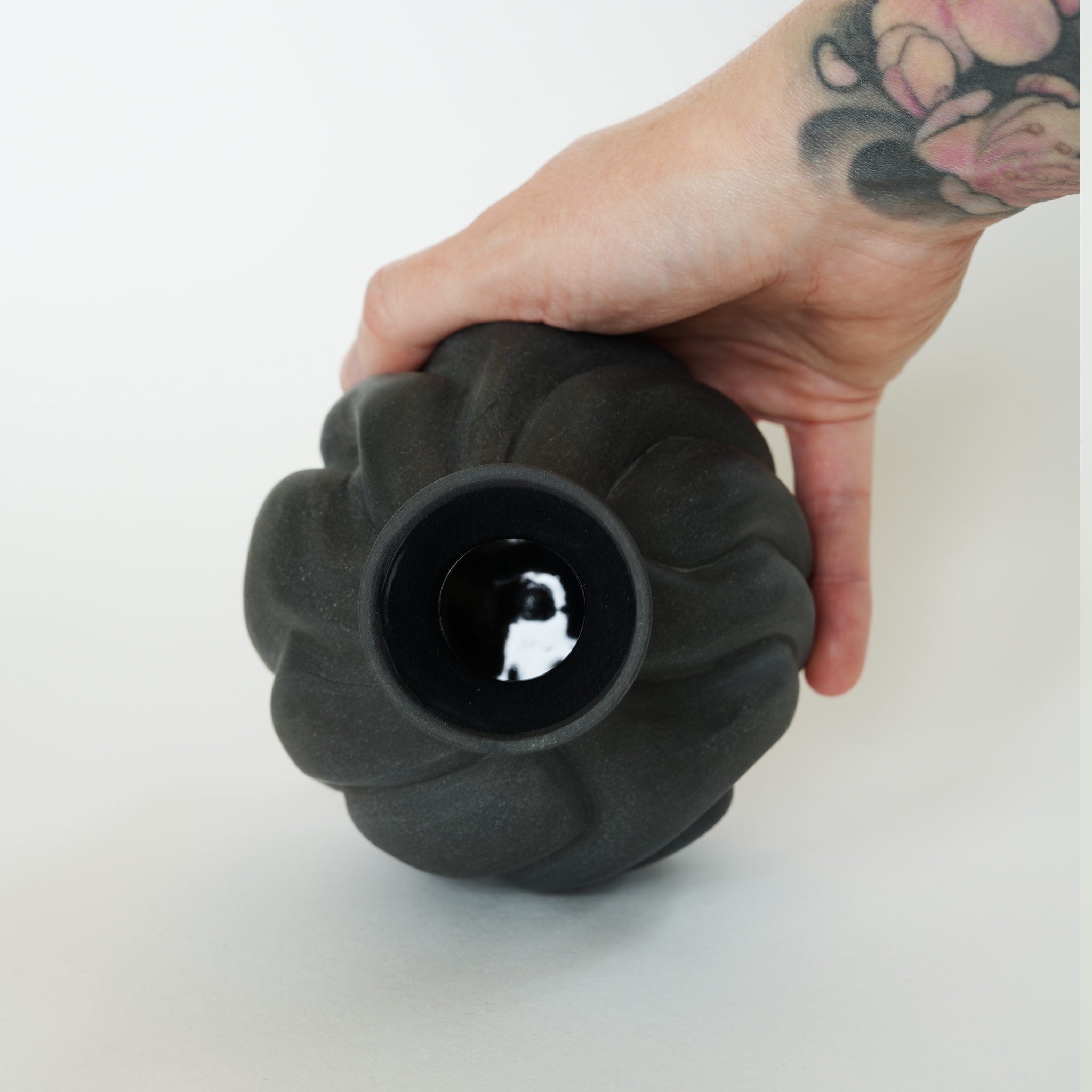 Carved Black Porcelain Vase