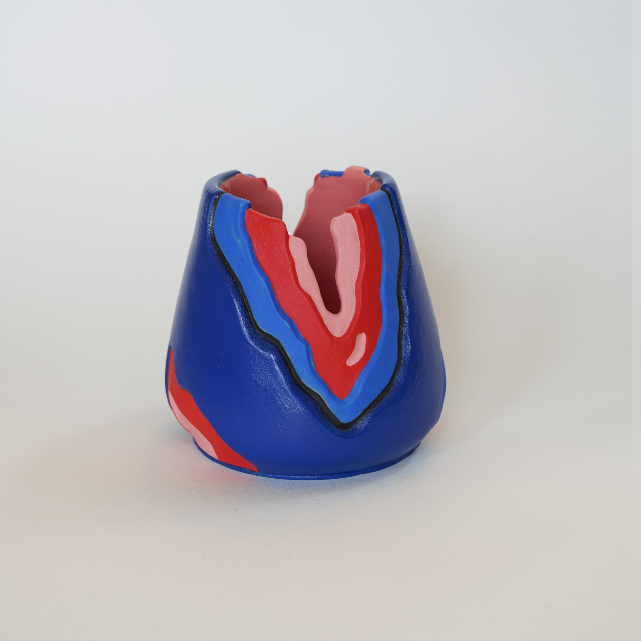 Wavy Blue & Red Vase