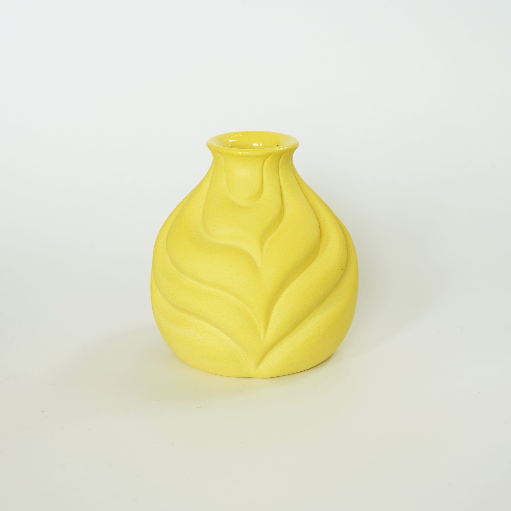 Yellow Carved Bud Vase