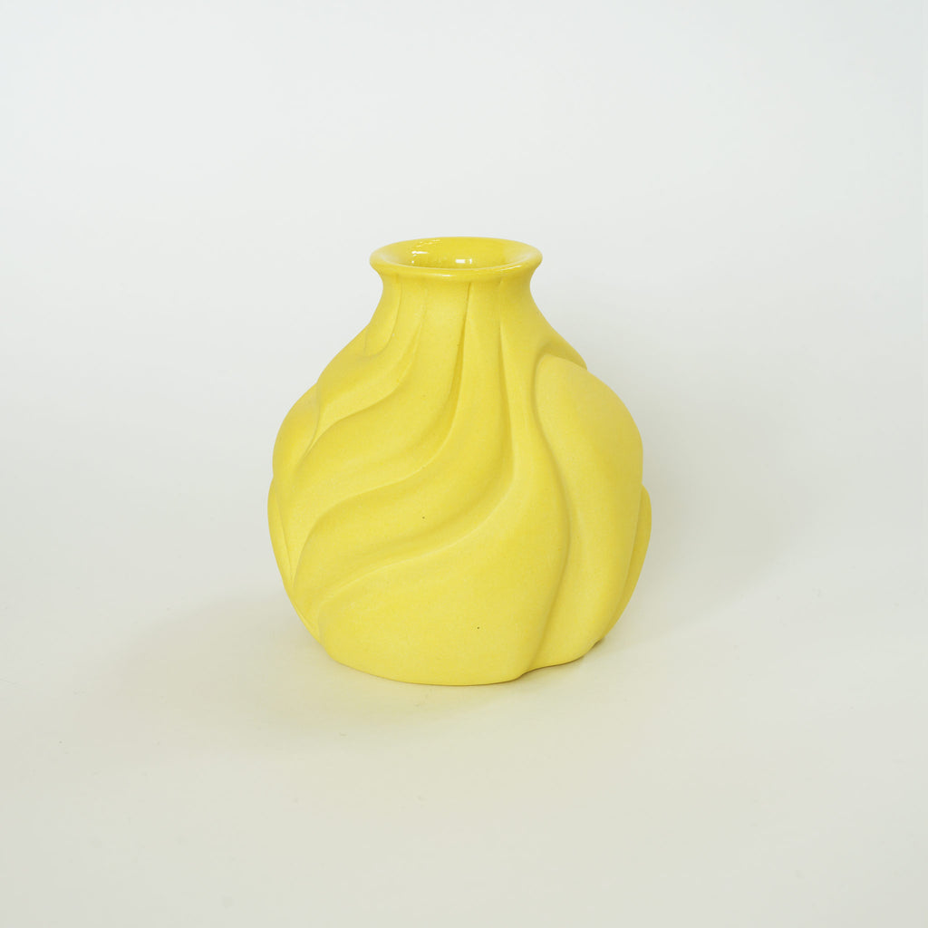 Yellow Carved Bud Vase