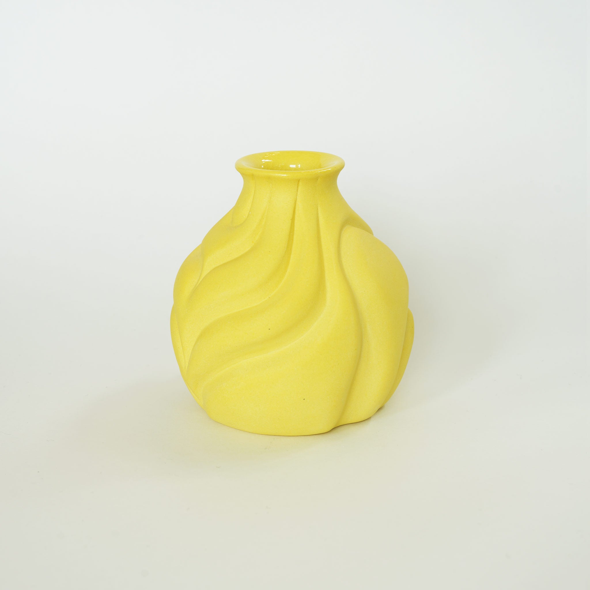 Yellow Carved Bud Vase