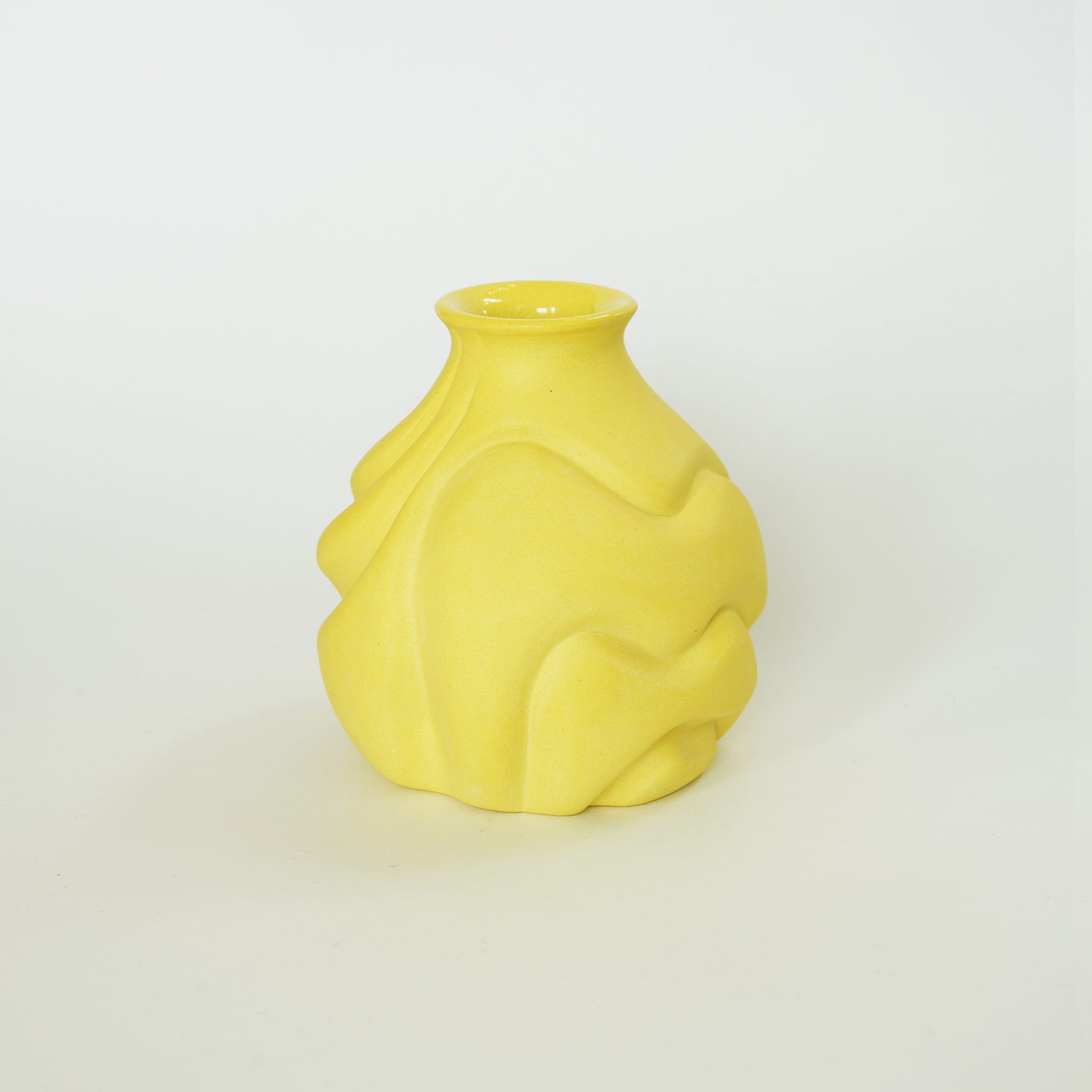 Yellow Carved Bud Vase