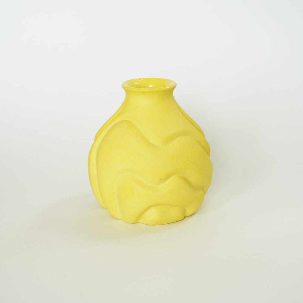Yellow Carved Bud Vase