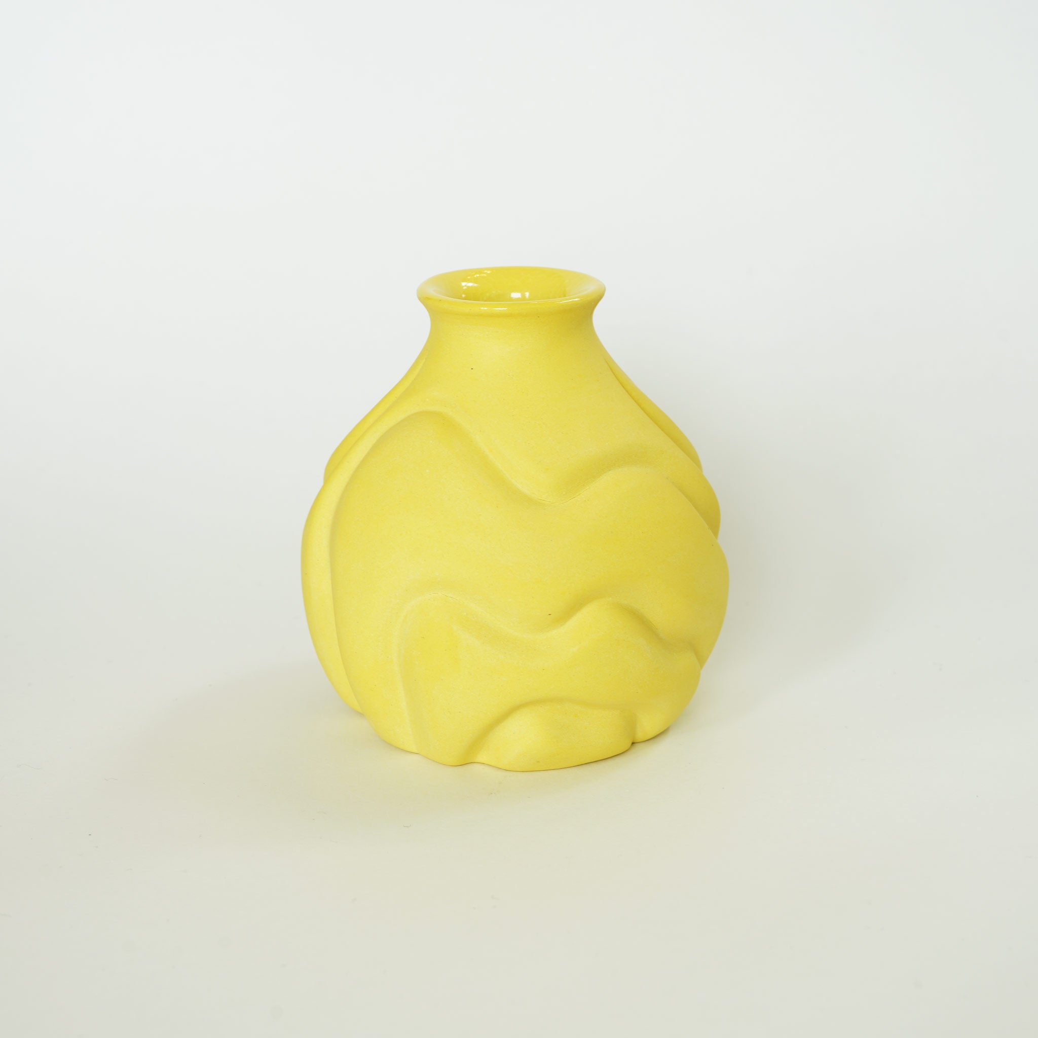 Yellow Carved Bud Vase